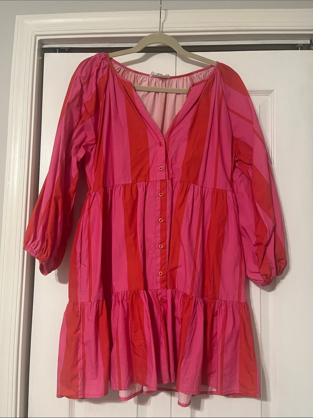 Peach Love California Pink and Red Striped Tunic Dress